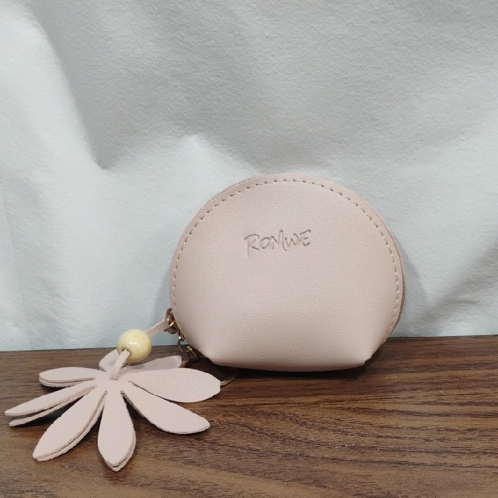 Romwe Dusty Pink Zippered Coin Purse